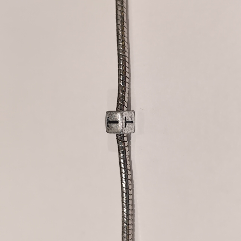 Silver T Spacer Charm for Pandora Style Bracelet